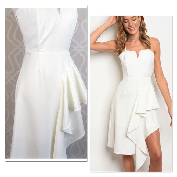 Summer White Asymmetrical Dress - Picture 8 of 8